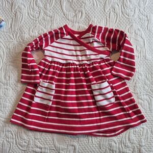 Hanna Andersson girls 70 or 6-12 months red and white striped dress VGUC
